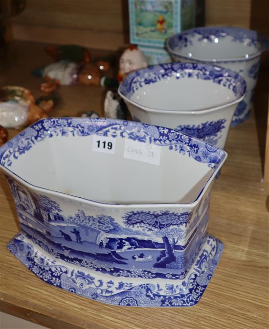 Three Spode blue and white jardinieres